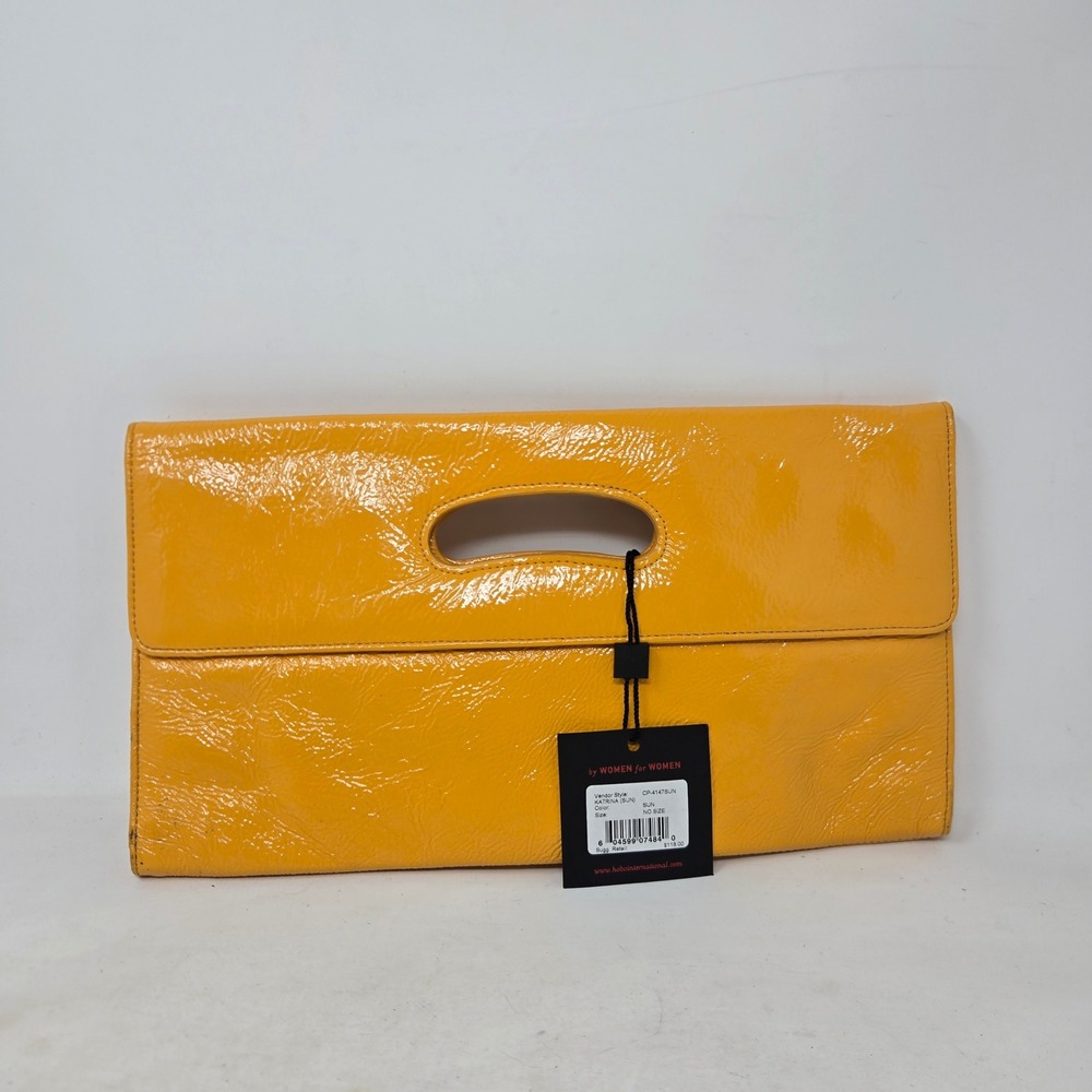 Hobo International Katrina Sun Yellow Patent Leather Oversized Clutch Bag NWT